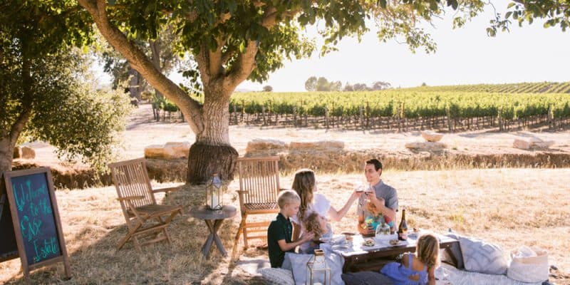 Family having a picnic at ONX winery