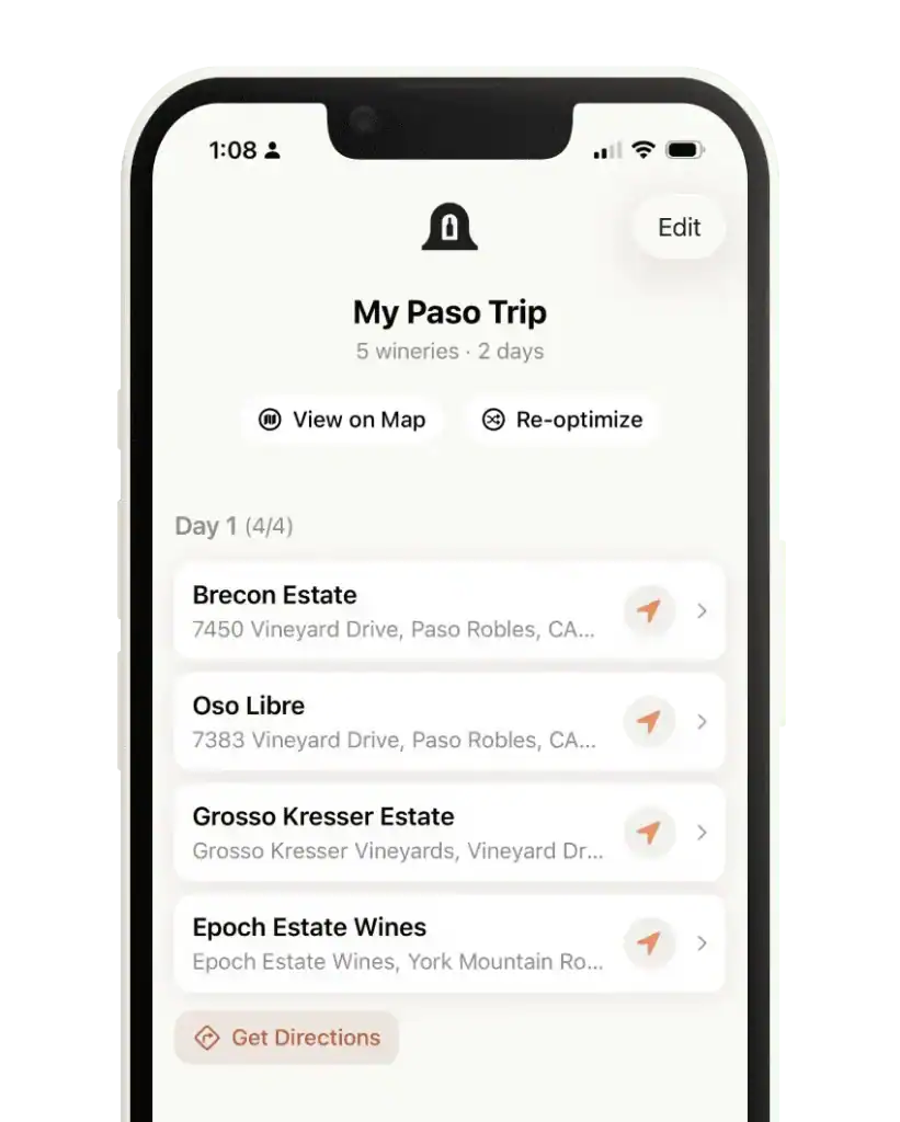 Paso Robles iOS app Pick Wineries